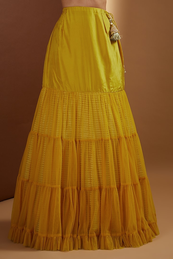 Yellow Raw Silk Wedding Sharara Set by Yashodhara at Pernia's Pop Up Shop