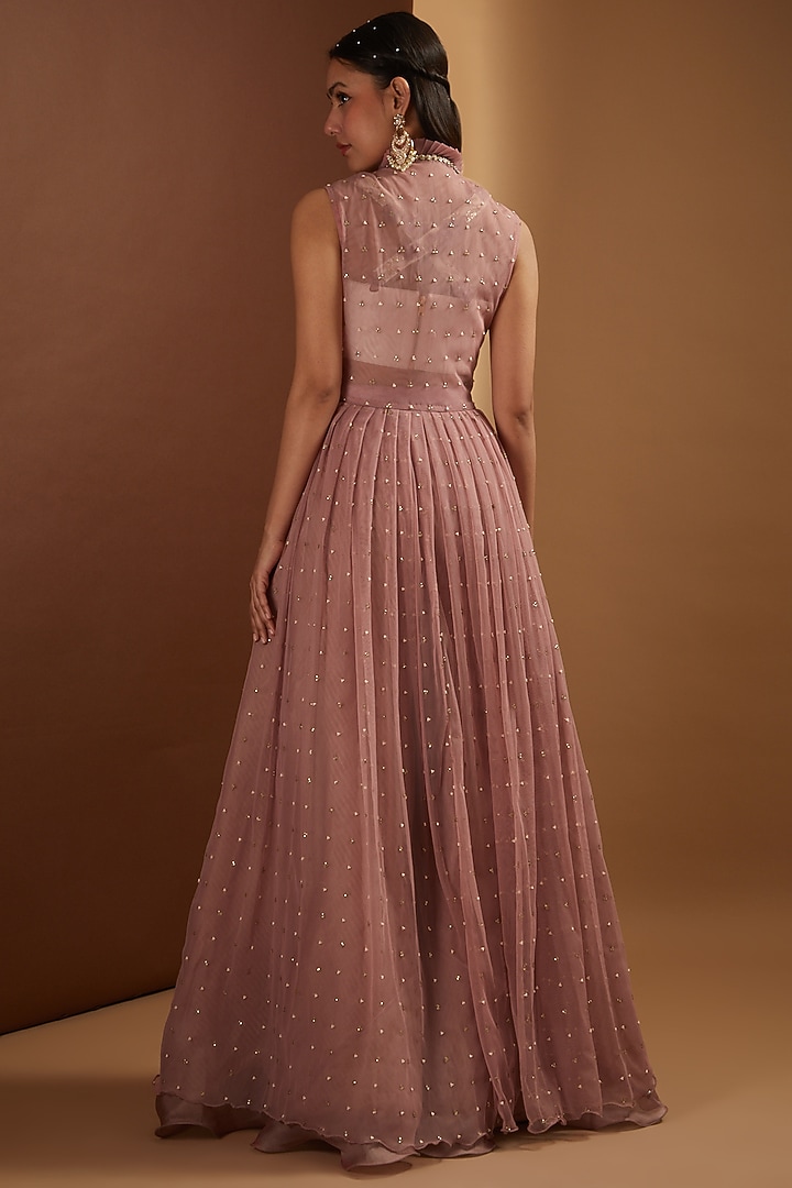 Antique Pink Raw Silk Jacket Set by Yashodhara at Pernia's Pop Up Shop