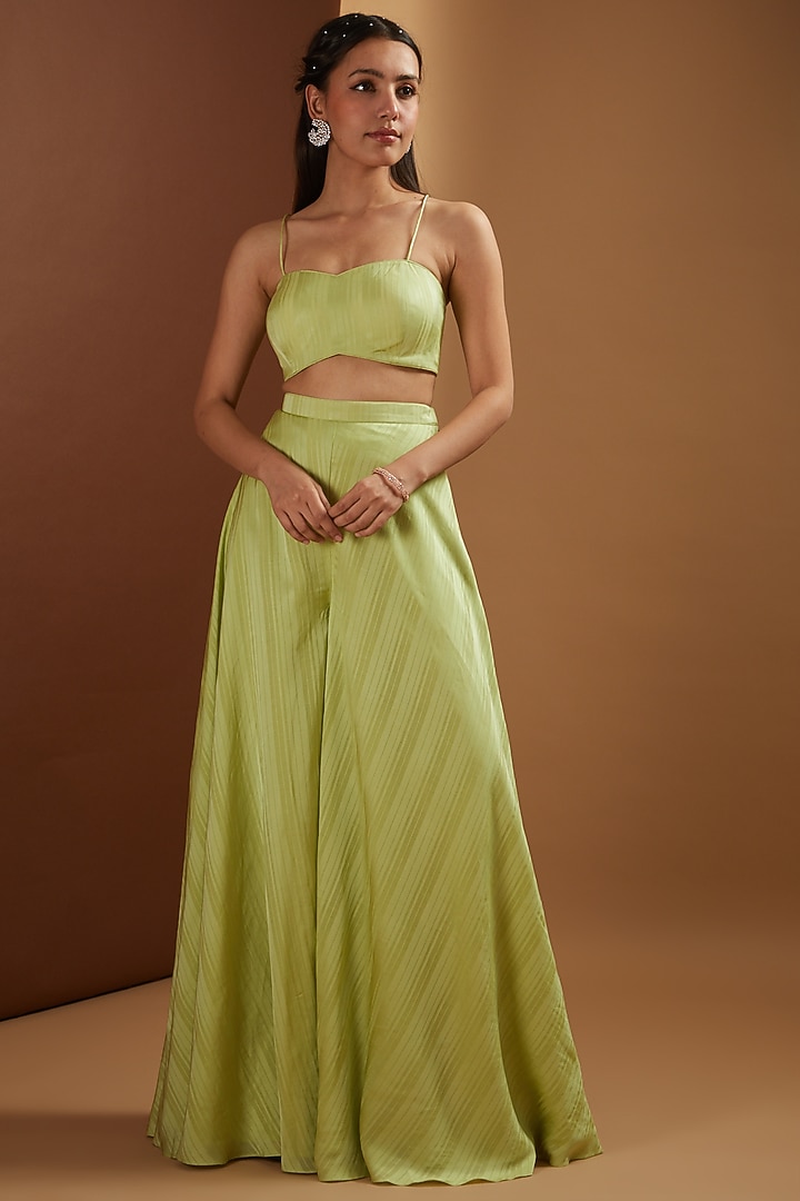 Jade Satin Off-Shoulder Cape Set by Yashodhara at Pernia's Pop Up Shop