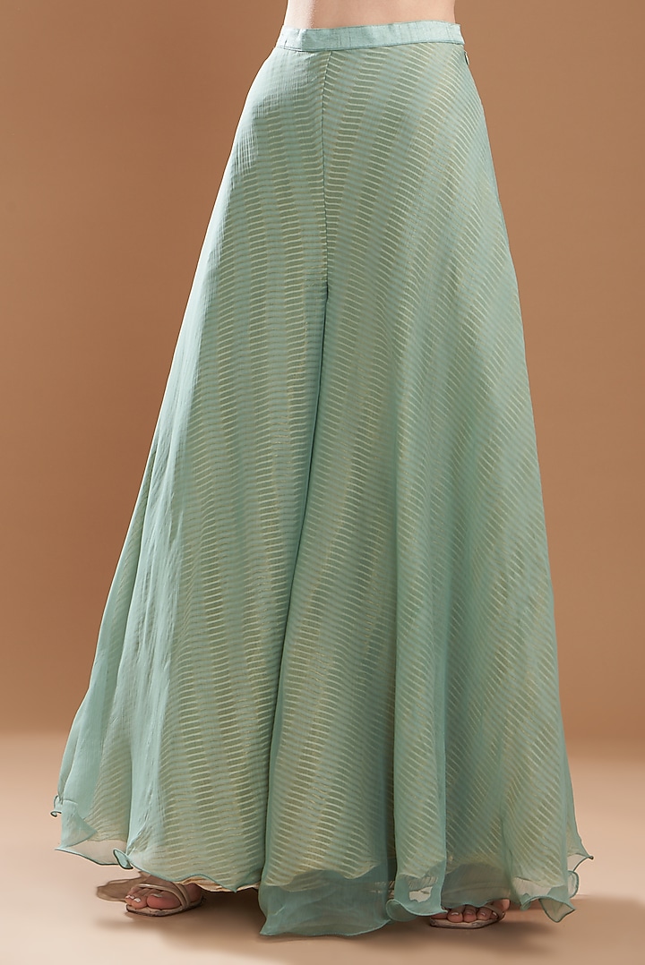 Eco Green Raw Silk Embroidered Kurta Set by Yashodhara at Pernia's Pop Up Shop