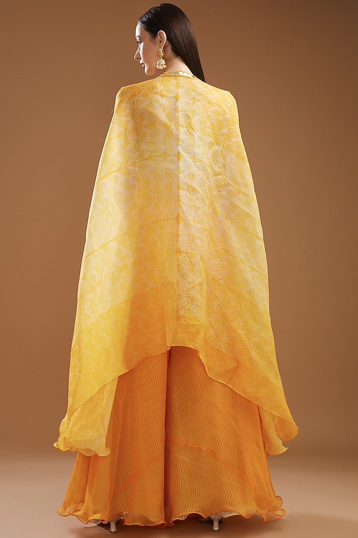 Yellow Organza Cape Set by Yashodhara at Pernia's Pop Up Shop