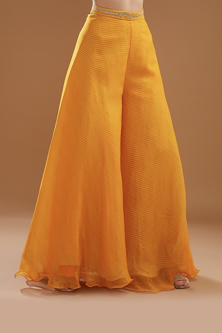 Yellow Organza Cape Set by Yashodhara at Pernia's Pop Up Shop