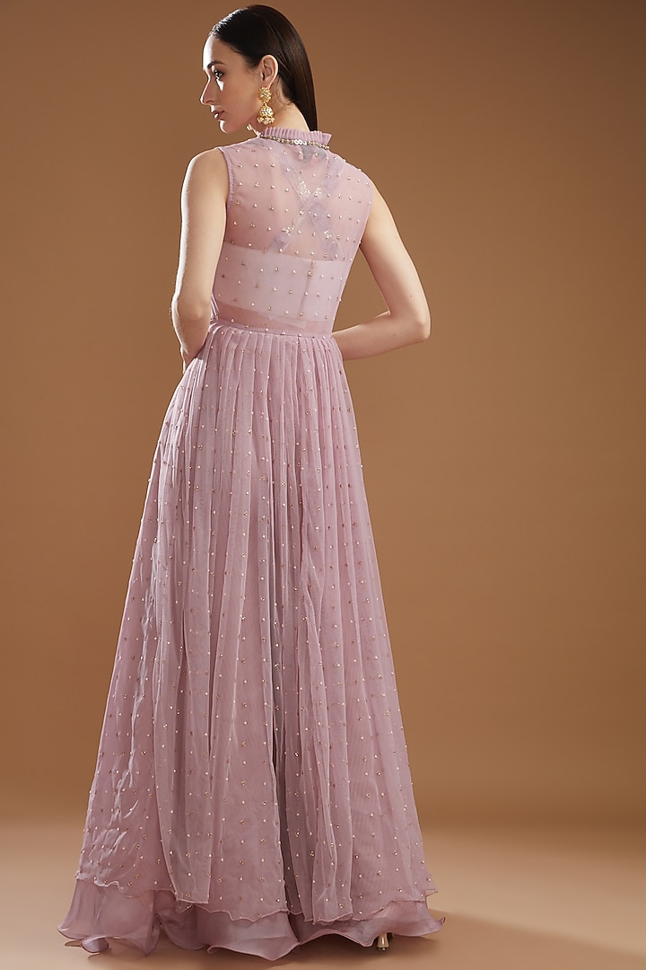 Antique Pink Chiffon Jacket Set by Yashodhara at Pernia's Pop Up Shop