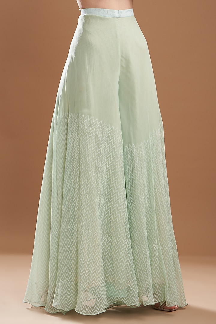 Aqua Organza Embroidered Cape Set by Yashodhara at Pernia's Pop Up Shop