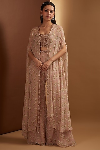 Gallnut Printed Cape Set by Yashodhara