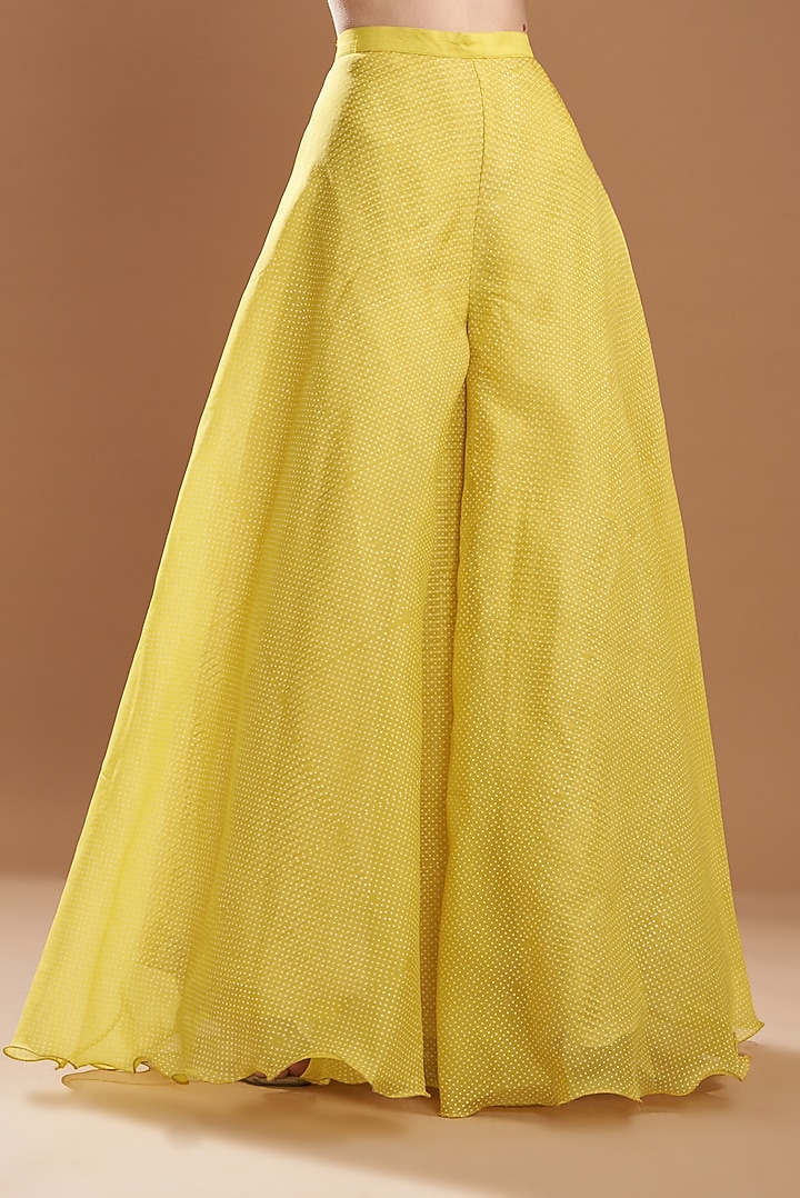 Yellow Organza Block Printed Cocktail Dress by Yashodhara at Pernia's Pop Up Shop