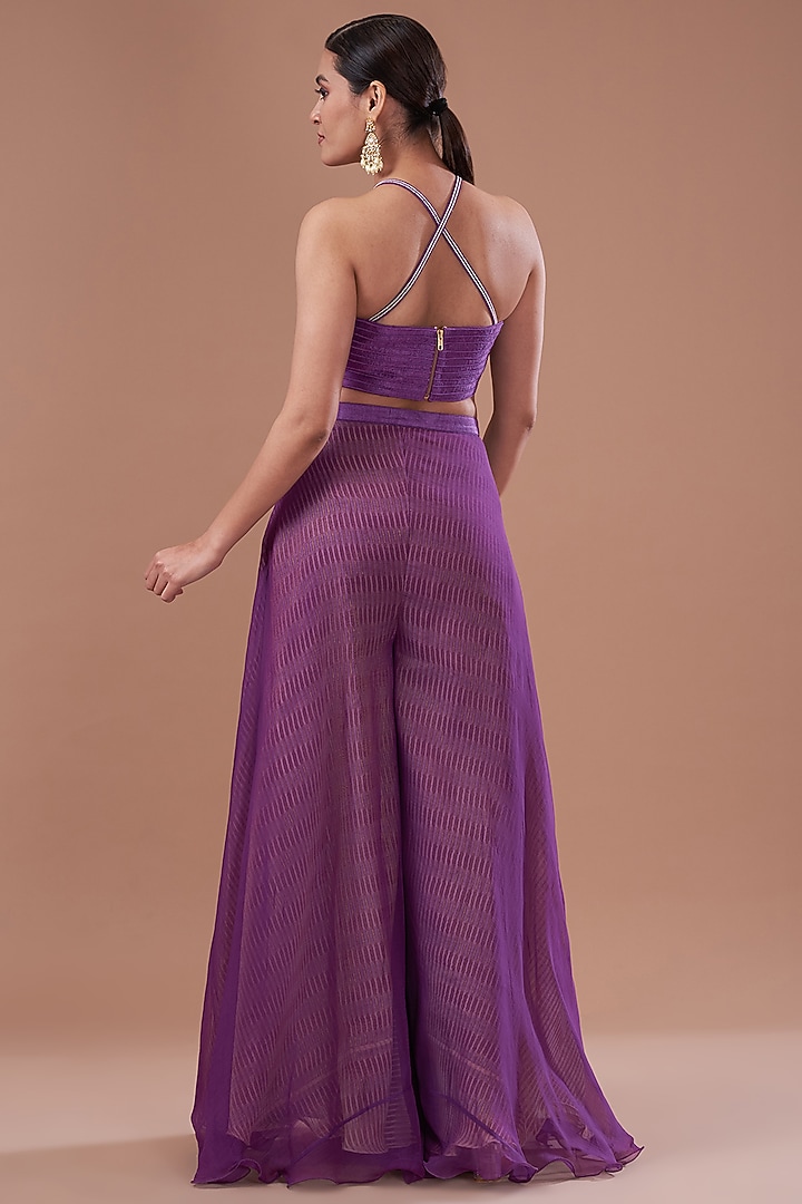 Purple Organza Dori Embroidered Cape Set by Yashodhara at Pernia's Pop Up Shop