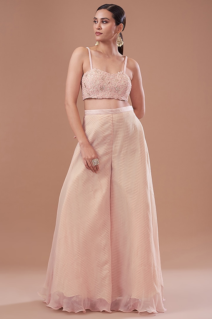 Pink Organza Dori Embroidered Cape Set by Yashodhara at Pernia's Pop Up Shop