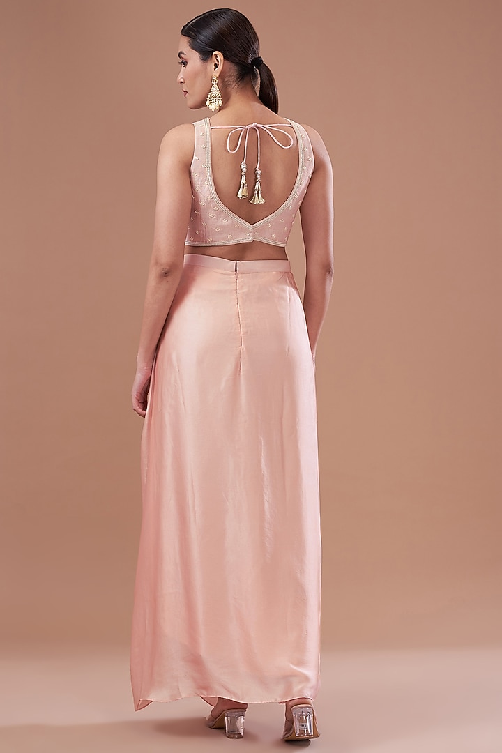 Pink Organza Embroidered Cape Set by Yashodhara at Pernia's Pop Up Shop