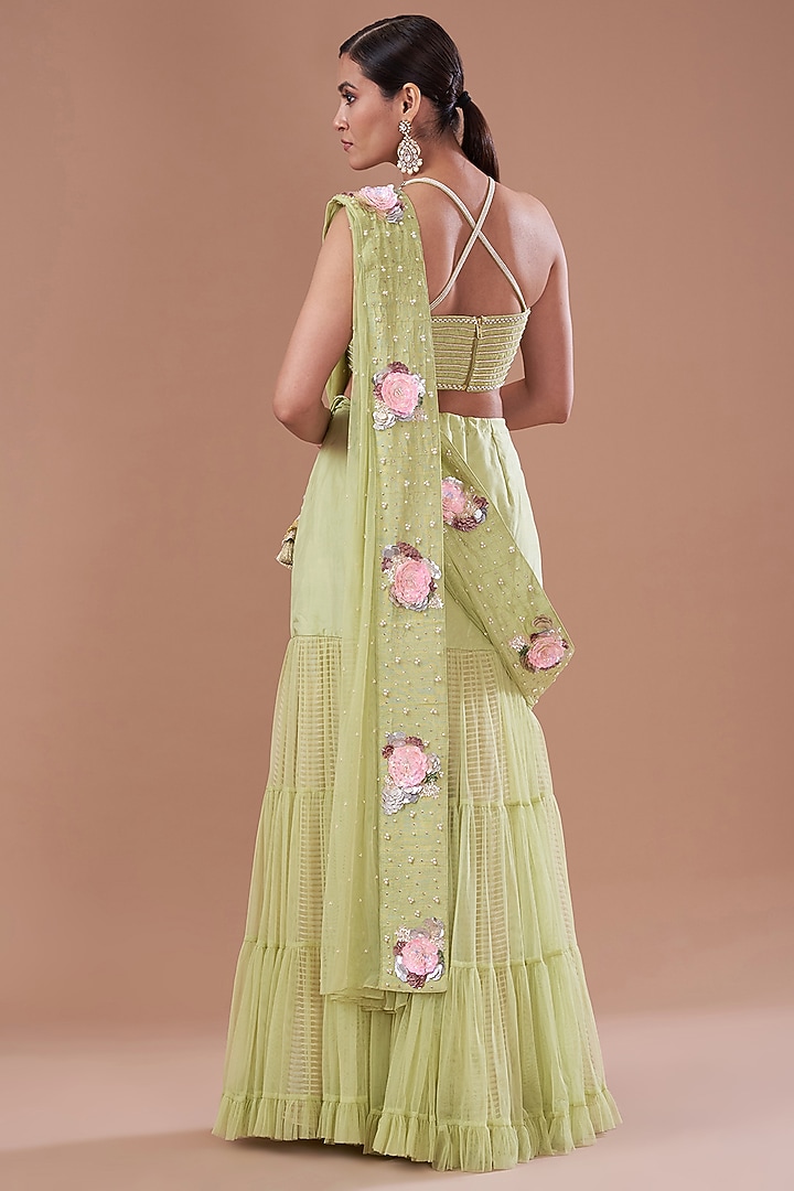 Jade Organza Printed Cape Set by Yashodhara at Pernia's Pop Up Shop