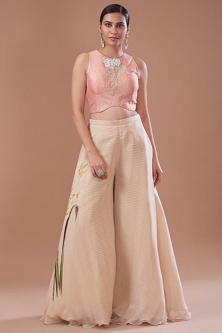 Teal Raw Silk Embroidered Jacket Set by Yashodhara at Pernia's Pop Up Shop