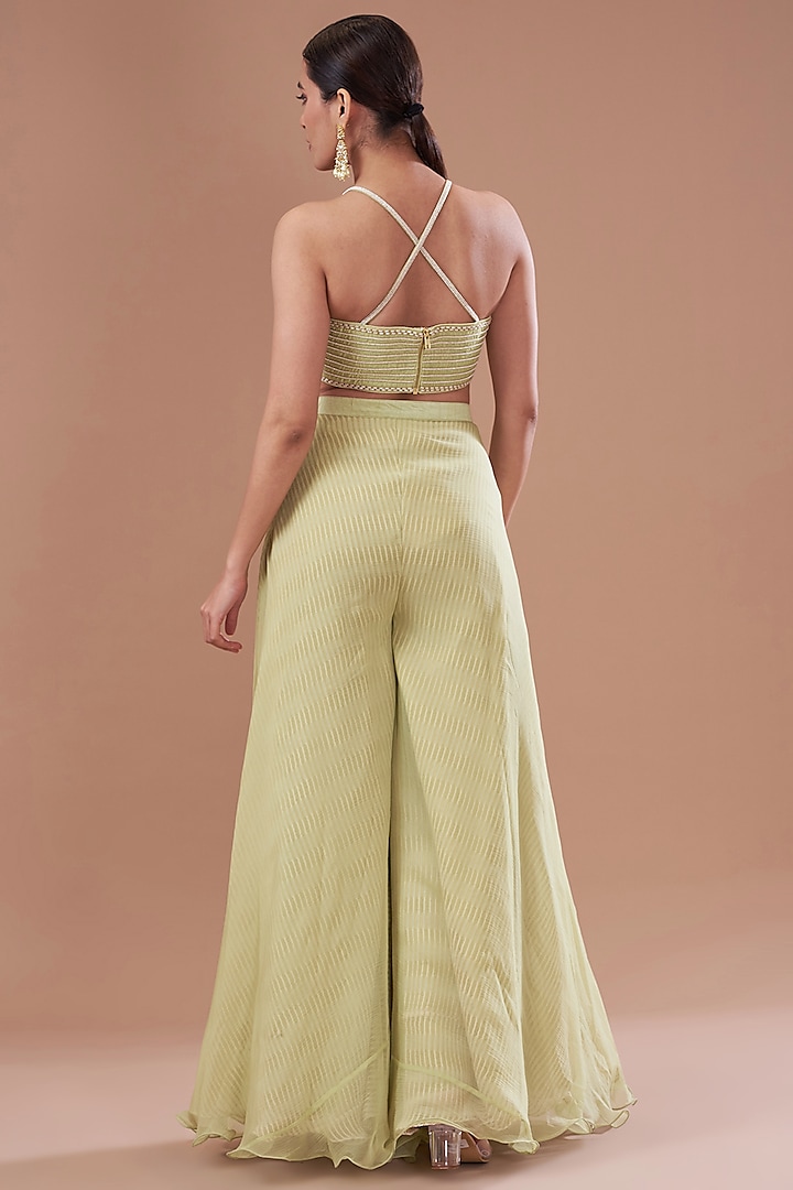 Jade Organza Embroidered Cape Set by Yashodhara at Pernia's Pop Up Shop