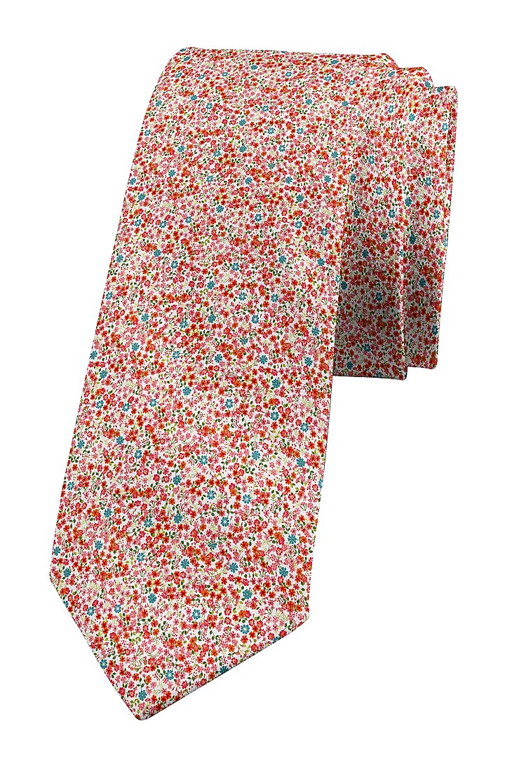 Red Printed Slim Tie by Yashodhara Men at Pernia's Pop Up Shop