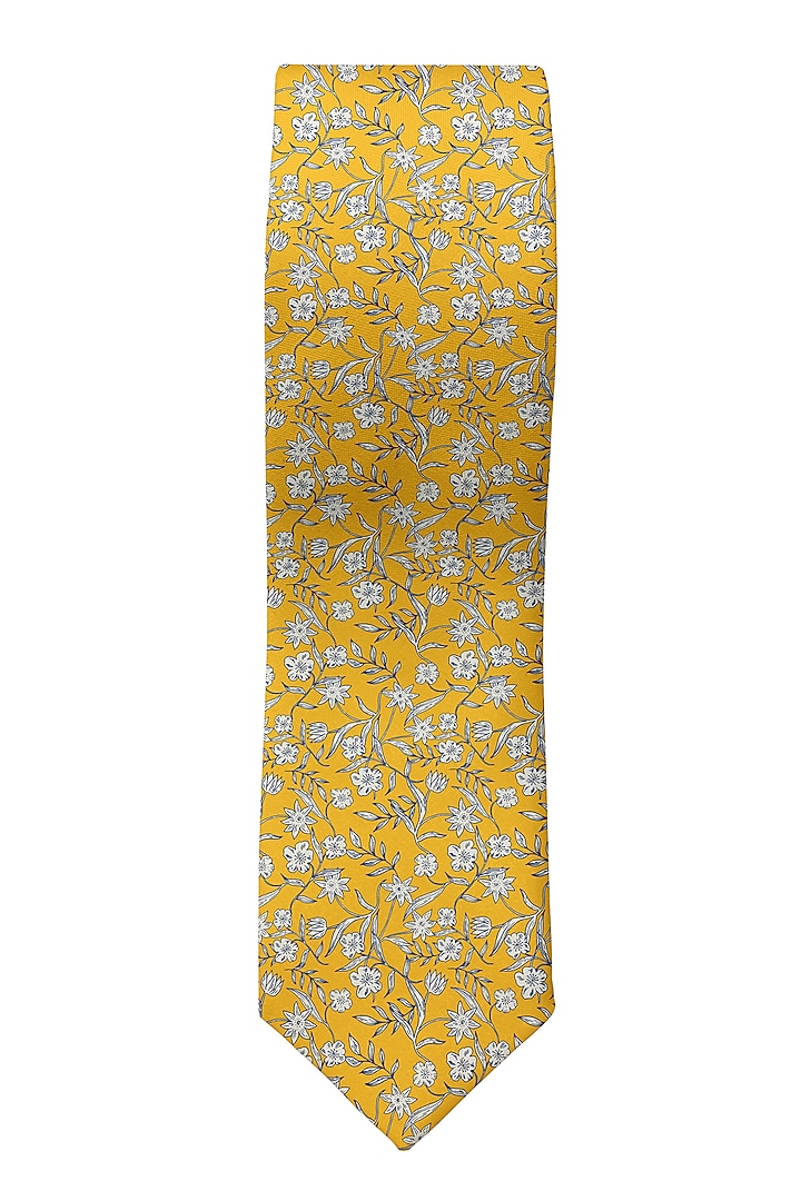 Yellow Printed Slim Tie by Yashodhara Men at Pernia's Pop Up Shop