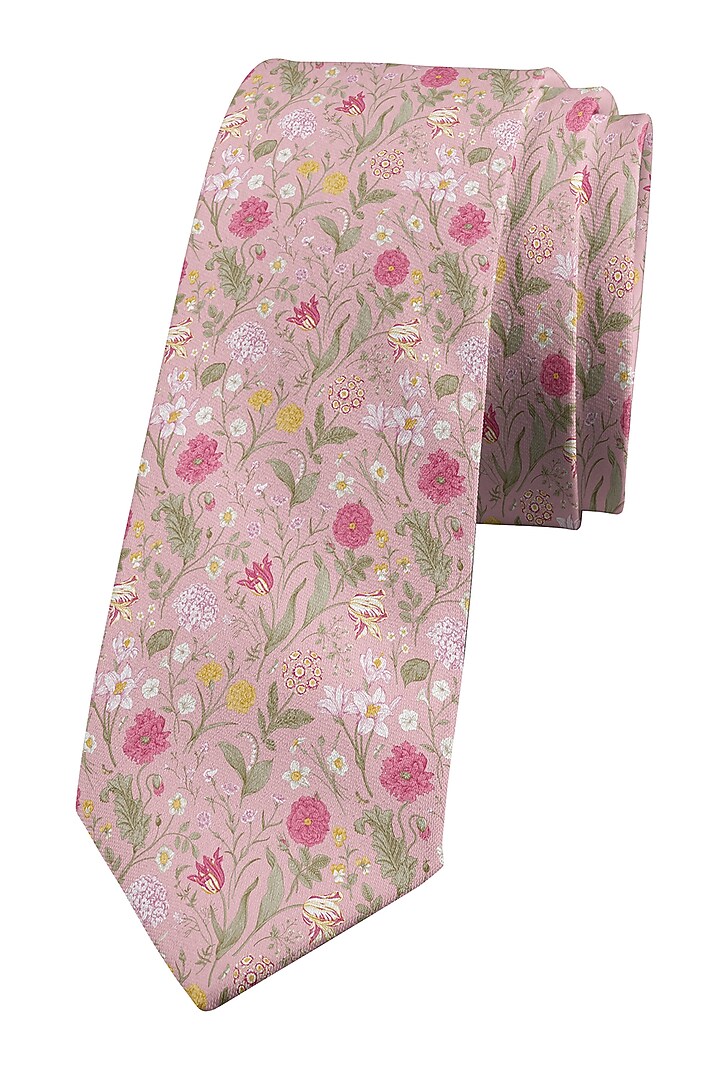 Light Pink Printed Slim Tie by Yashodhara Men at Pernia's Pop Up Shop