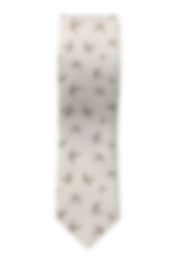 White Printed Slim Tie by Yashodhara Men at Pernia's Pop Up Shop