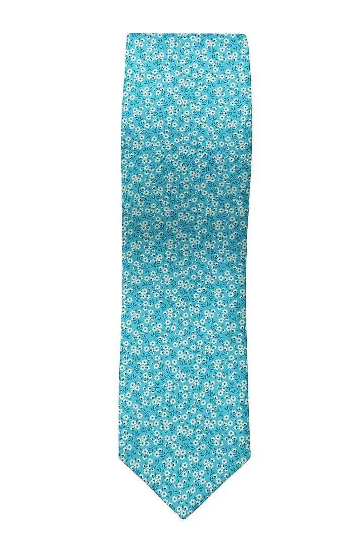 Blue Printed Slim Tie by Yashodhara Men at Pernia's Pop Up Shop