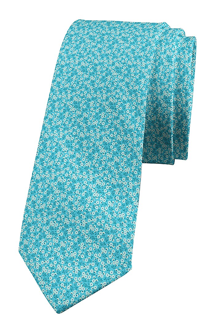 Blue Printed Slim Tie by Yashodhara Men at Pernia's Pop Up Shop