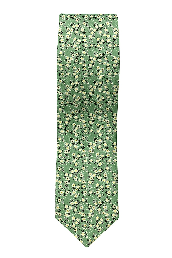 Green Printed Slim Tie by Yashodhara Men at Pernia's Pop Up Shop