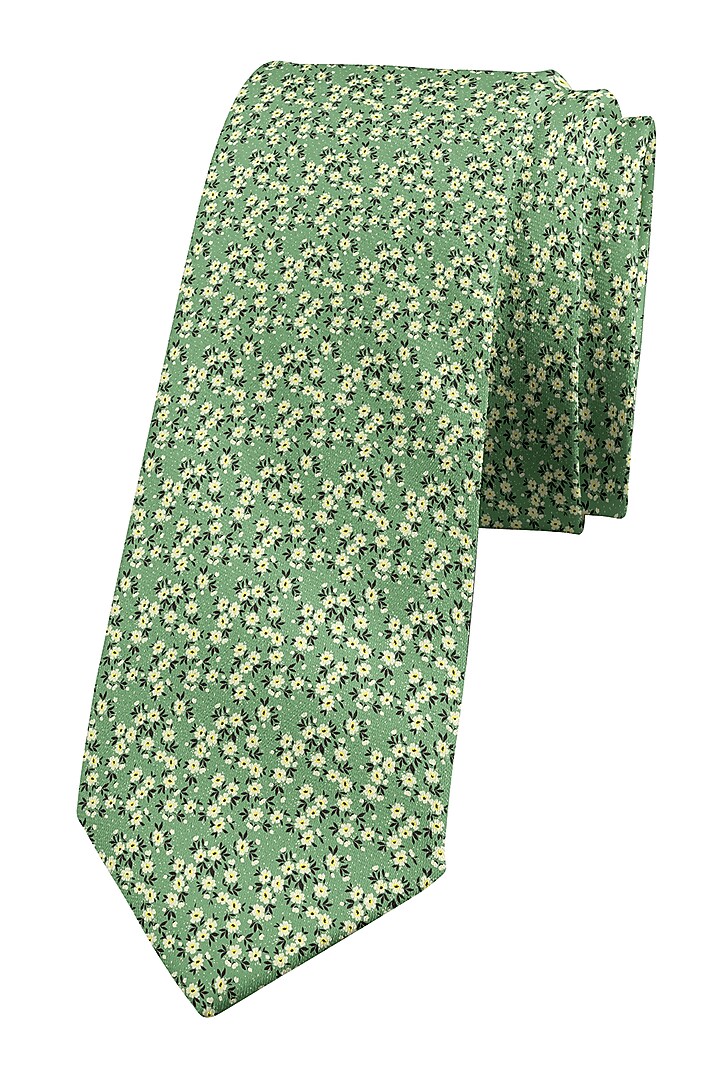 Green Printed Slim Tie by Yashodhara Men at Pernia's Pop Up Shop