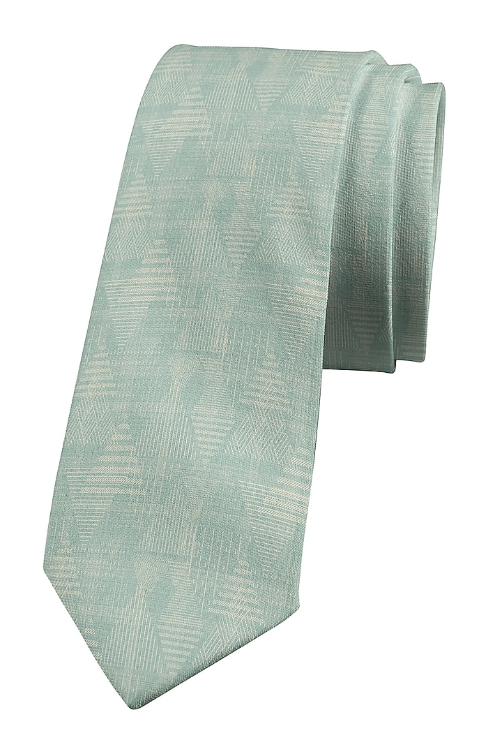 Mint Green Printed Slim Tie by Yashodhara Men at Pernia's Pop Up Shop