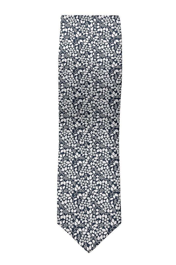 Black Cotton Printed Slim Tie by Yashodhara Men at Pernia's Pop Up Shop