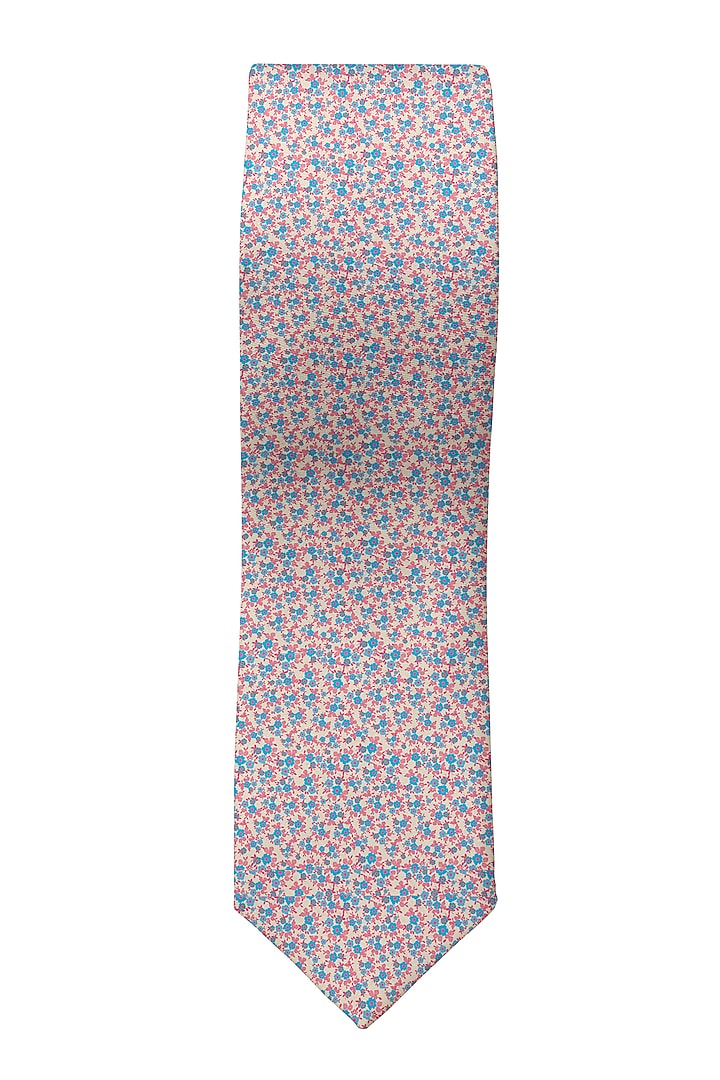 Dull Pink Printed Slim Tie by Yashodhara Men at Pernia's Pop Up Shop