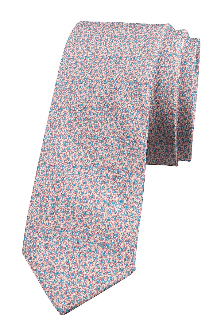 Dull Pink Printed Slim Tie by Yashodhara Men at Pernia's Pop Up Shop