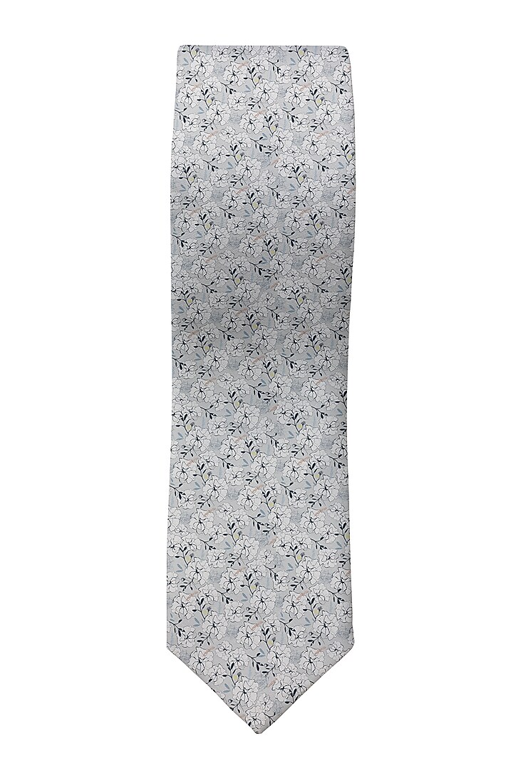 Grey Cotton Slim Tie by Yashodhara Men at Pernia's Pop Up Shop