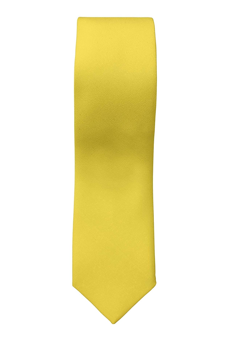 Yellow Cotton Slim Tie by Yashodhara Men at Pernia's Pop Up Shop