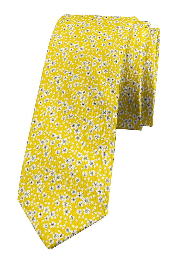 Bright Yellow Cotton Tie by Yashodhara Men at Pernia's Pop Up Shop