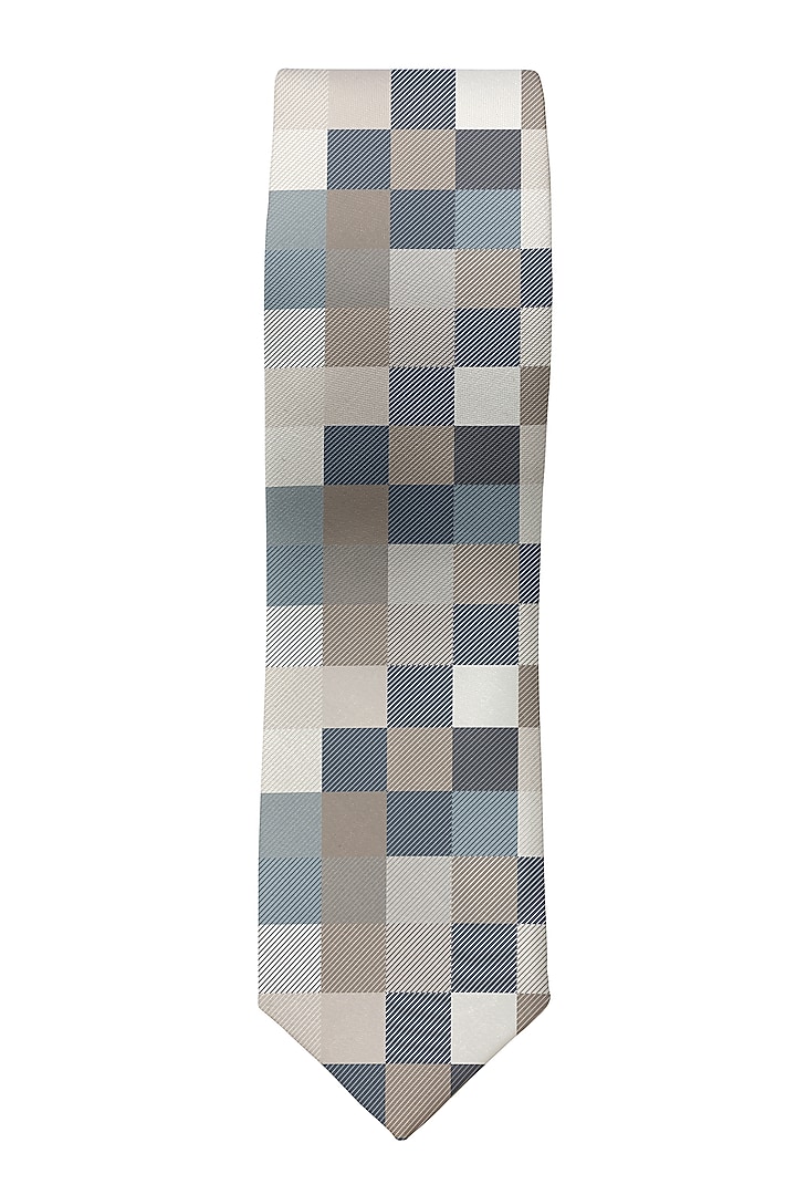 Grey Checkered Tie by Yashodhara Men at Pernia's Pop Up Shop