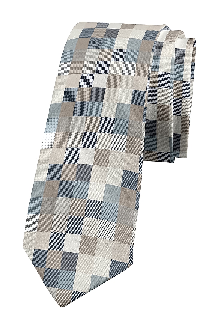 Grey Checkered Tie by Yashodhara Men at Pernia's Pop Up Shop