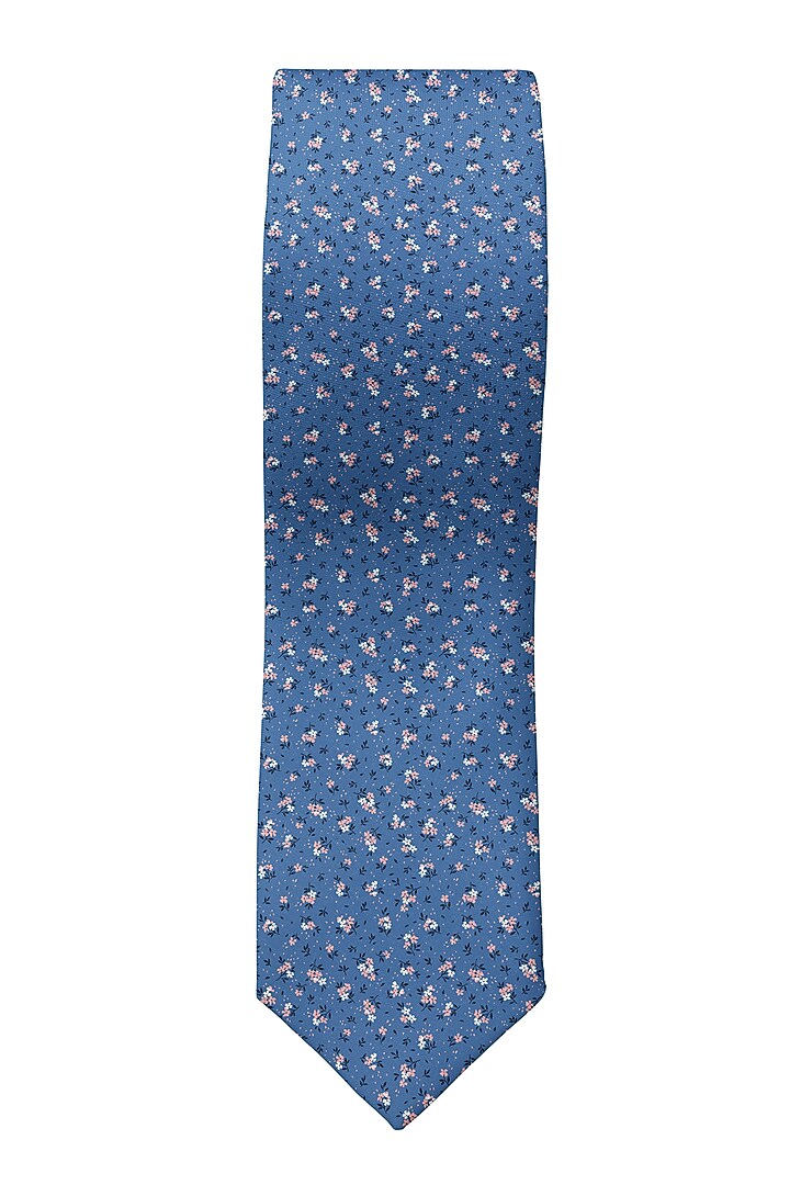 Blue Tie With Print by Yashodhara Men at Pernia's Pop Up Shop