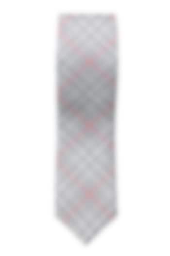 Grey Cotton Slim Tie With Print by Yashodhara Men