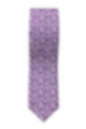 Purple Slim Tie With Print by Yashodhara Men