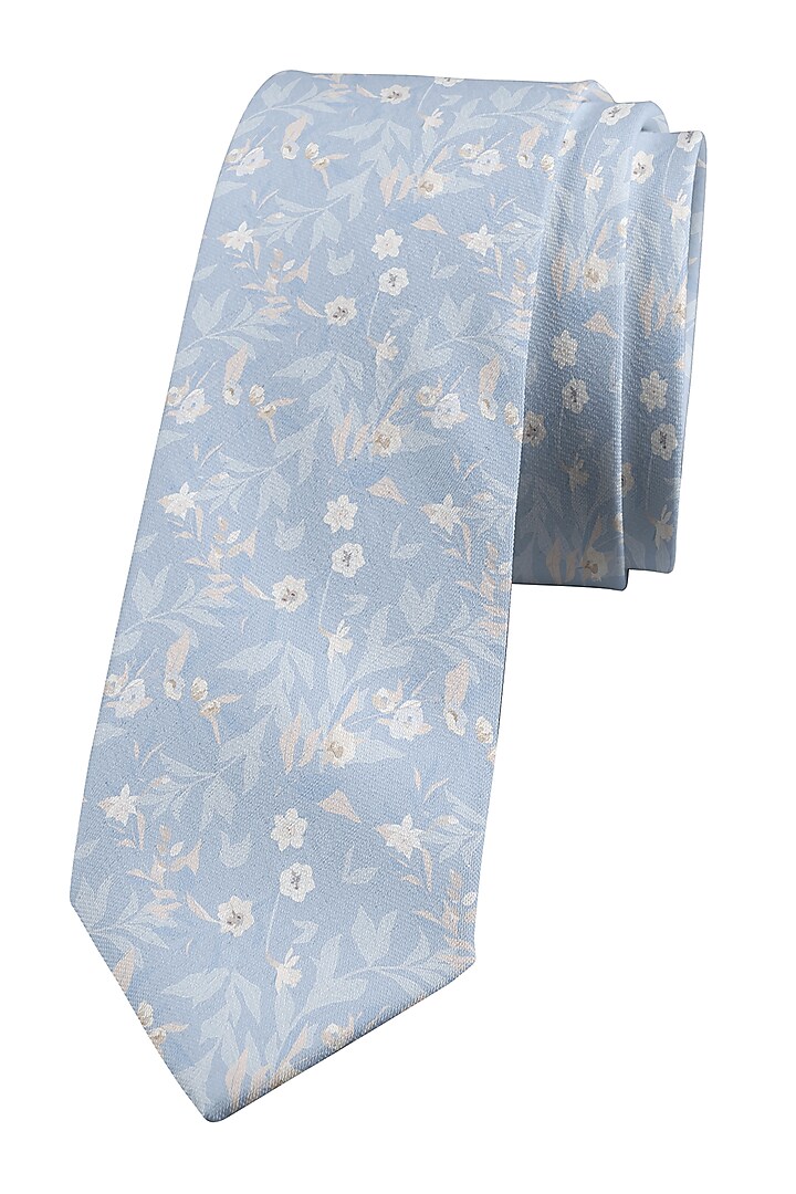 Light Grey Slim Tie With Print by Yashodhara Men at Pernia's Pop Up Shop