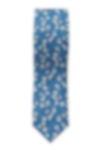 Blue Slim Tie With Print by Yashodhara Men