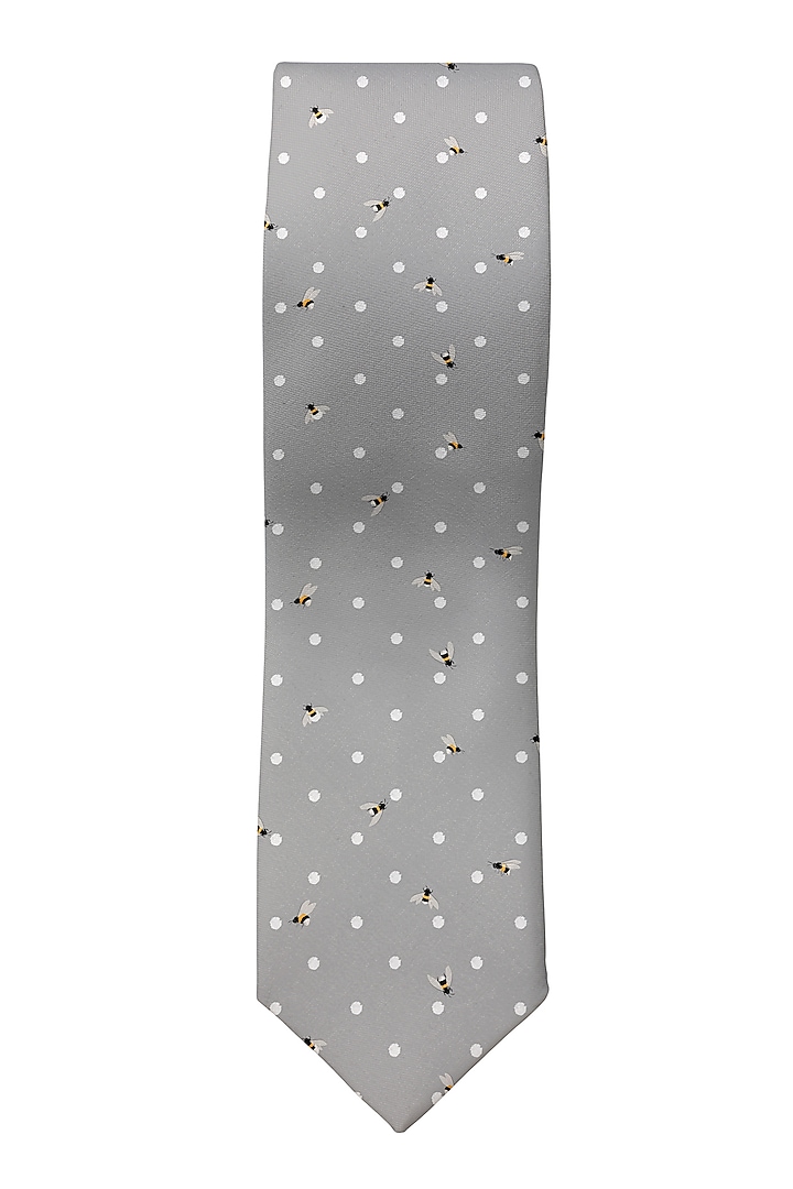 Grey Cotton Slim Tie by Yashodhara Men