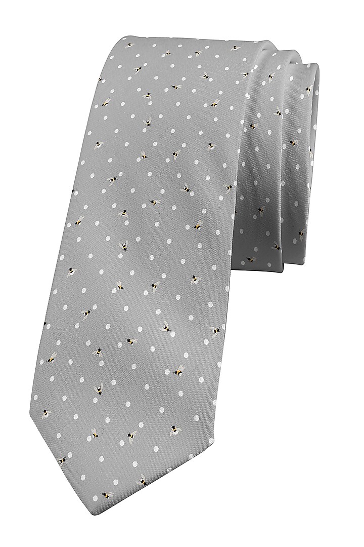 Grey Cotton Slim Tie by Yashodhara Men at Pernia's Pop Up Shop