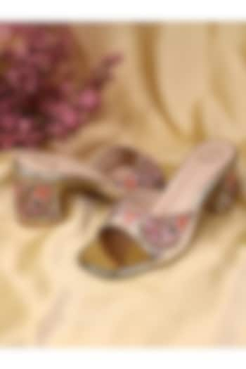 Multi-Colored Silk Zardosi Embroidered Heels by YASSIO at Pernia's Pop Up Shop