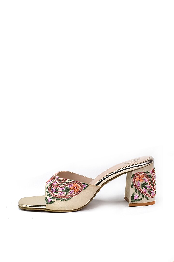 Multi-Colored Silk Zardosi Embroidered Heels by YASSIO at Pernia's Pop Up Shop