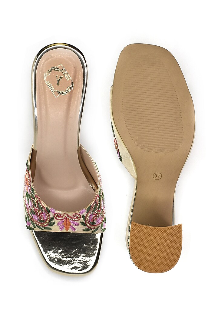 Multi-Colored Silk Zardosi Embroidered Heels by YASSIO at Pernia's Pop Up Shop