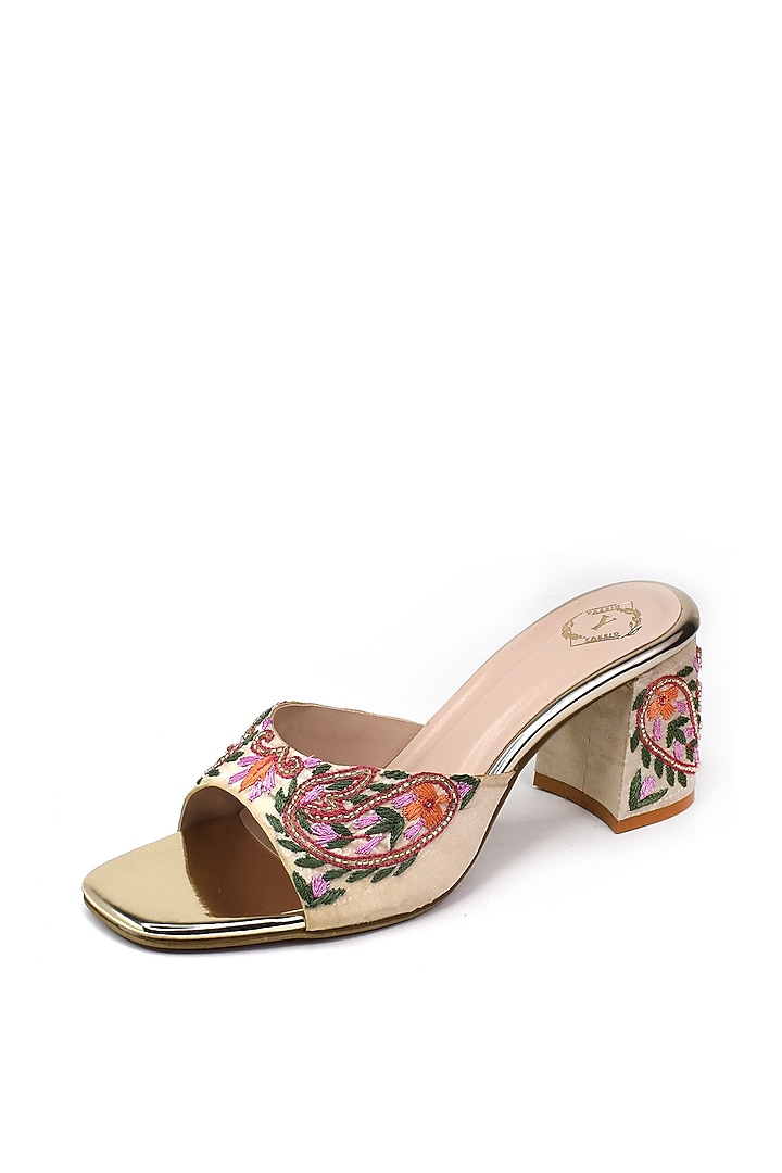 Multi-Colored Silk Zardosi Embroidered Heels by YASSIO at Pernia's Pop Up Shop