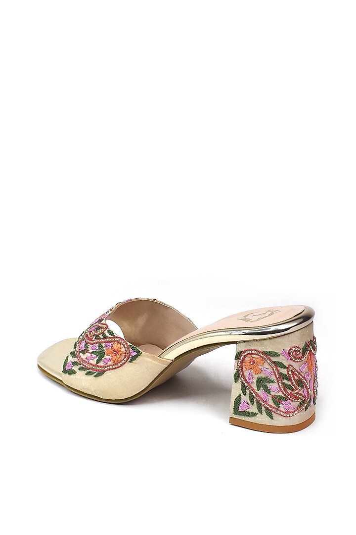 Multi-Colored Silk Zardosi Embroidered Heels by YASSIO at Pernia's Pop Up Shop