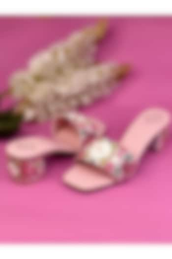 Pink Silk Kani Embroidered Heels by YASSIO at Pernia's Pop Up Shop