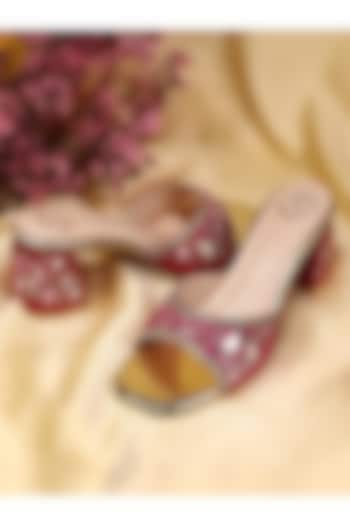 Rani Pink Silk Zardosi & Mirror Embroidered Heels by YASSIO at Pernia's Pop Up Shop