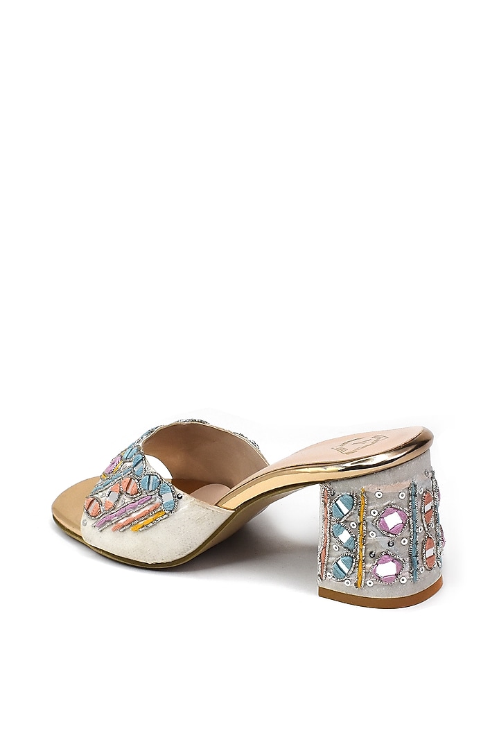 Multi-Colored Silk Mirror Embroidered Heels by YASSIO at Pernia's Pop Up Shop