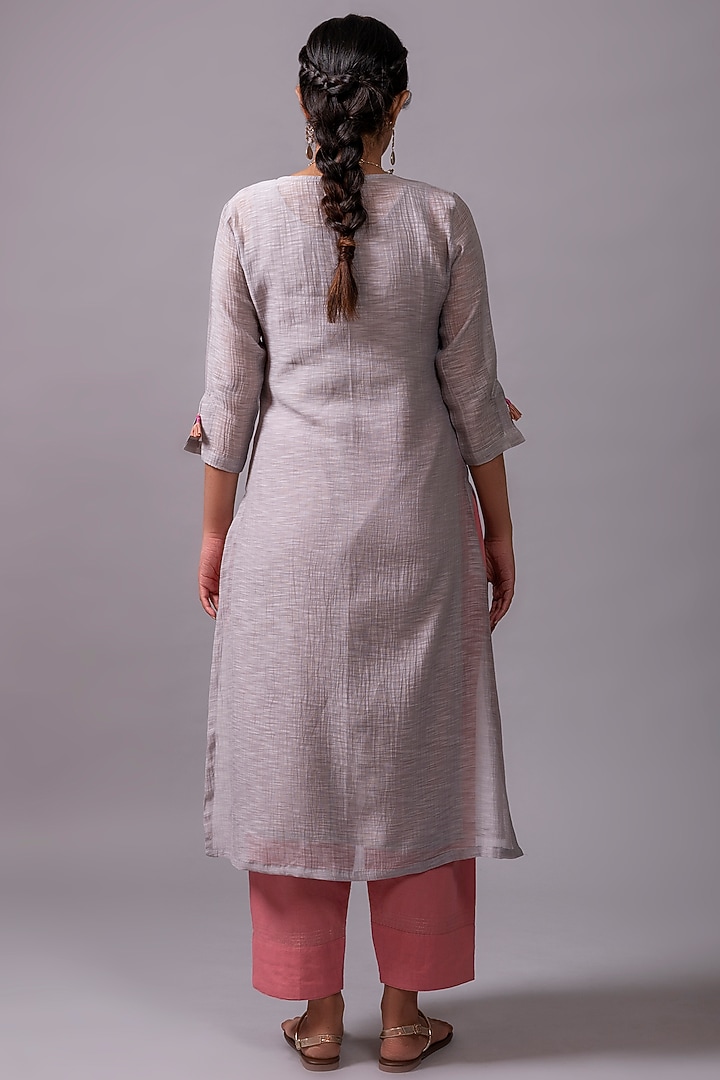 Grey Embroidered A-Line Kurta Set by YATI at Pernia's Pop Up Shop