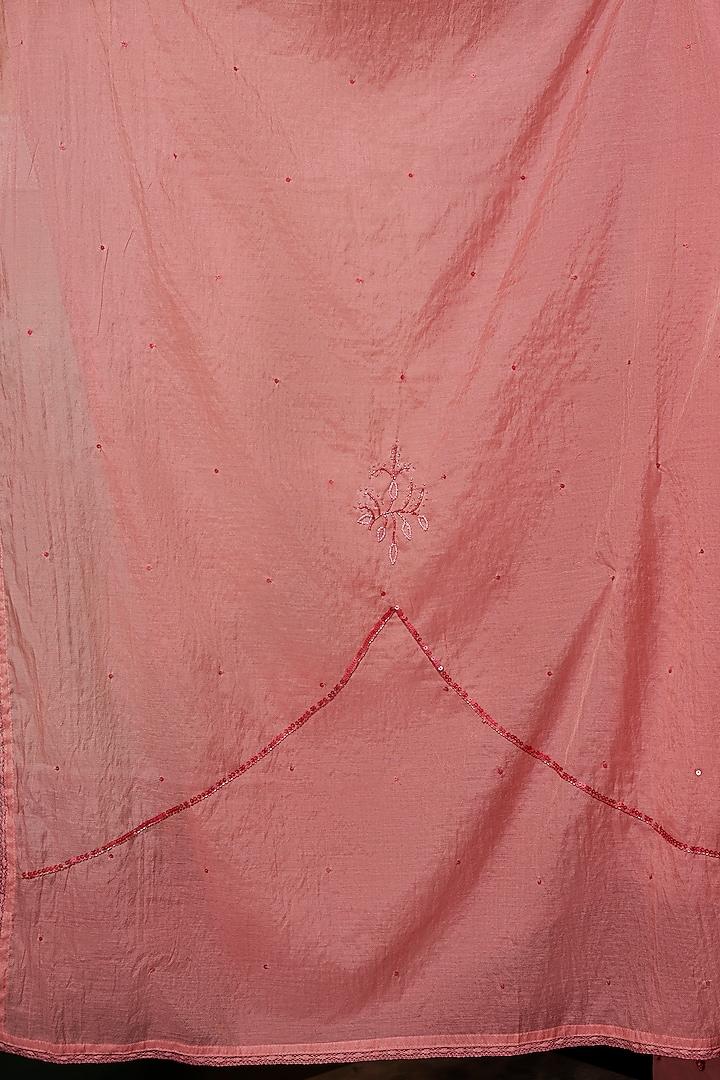 Coral Embroidered Kurta Set by YATI at Pernia's Pop Up Shop
